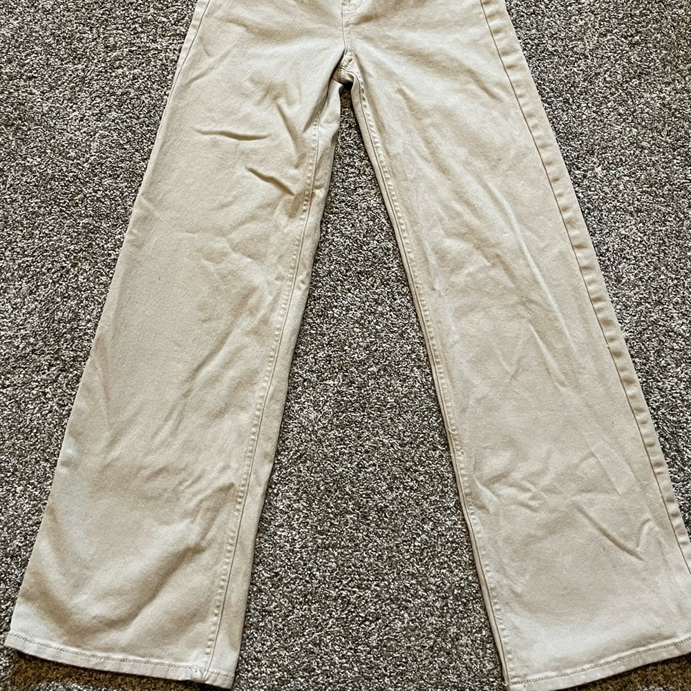 H&M High Waisted Wide Leg Khaki Pants Size 2